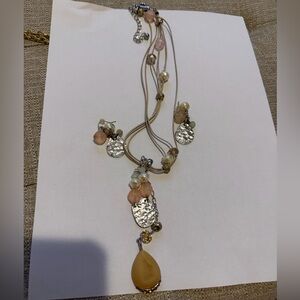 Chico’s Multi-Strand Necklace with Silver and Beige Accents